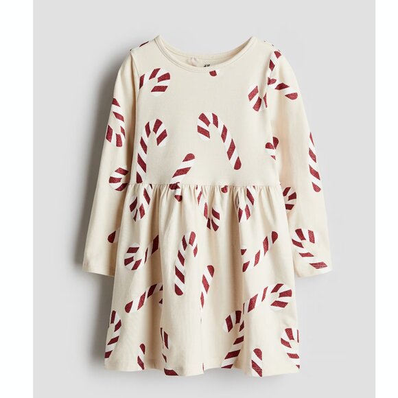 H&M Other - H&M Girls Printed Cotton Dress - Cream/Candy canes